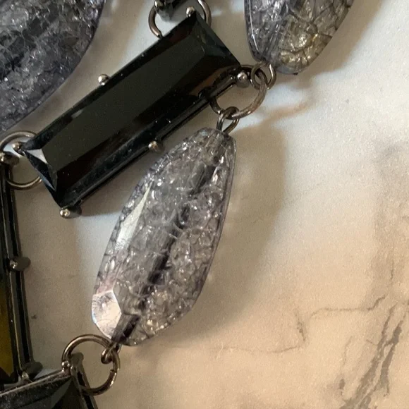 New York & Company Womens Adjustable Black and Silver Beaded Statement Necklace - Picture 2 of 8